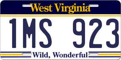WV license plate 1MS923