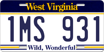 WV license plate 1MS931