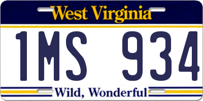 WV license plate 1MS934