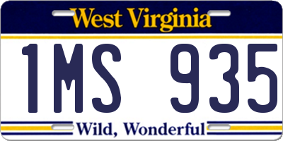 WV license plate 1MS935