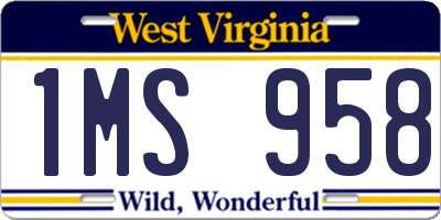 WV license plate 1MS958