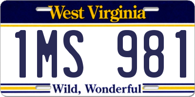 WV license plate 1MS981
