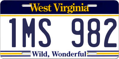 WV license plate 1MS982
