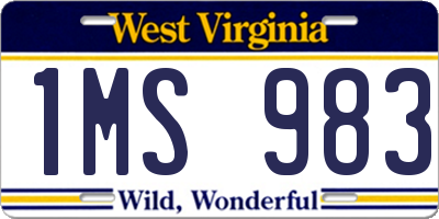 WV license plate 1MS983