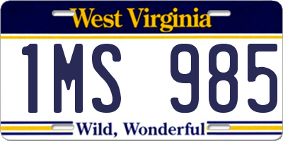 WV license plate 1MS985