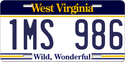 WV license plate 1MS986