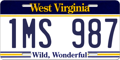 WV license plate 1MS987