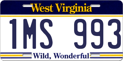 WV license plate 1MS993