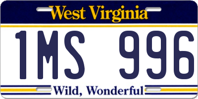 WV license plate 1MS996