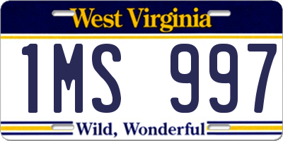 WV license plate 1MS997