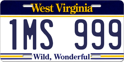 WV license plate 1MS999