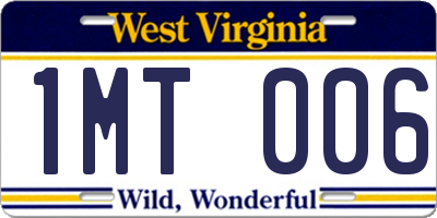 WV license plate 1MT006