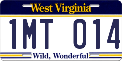 WV license plate 1MT014