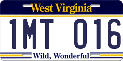 WV license plate 1MT016