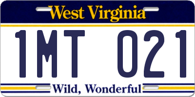 WV license plate 1MT021