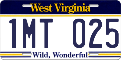 WV license plate 1MT025