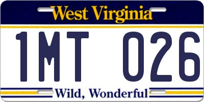 WV license plate 1MT026
