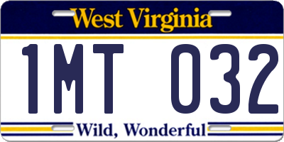 WV license plate 1MT032