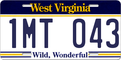 WV license plate 1MT043