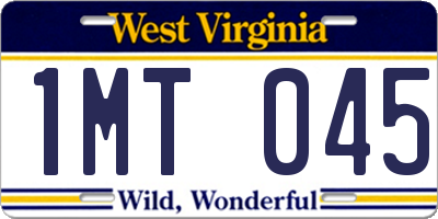 WV license plate 1MT045
