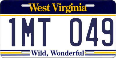 WV license plate 1MT049