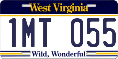 WV license plate 1MT055