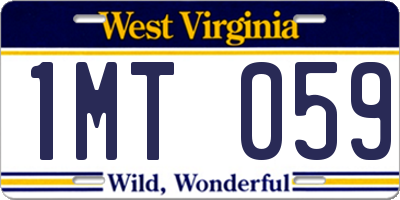 WV license plate 1MT059
