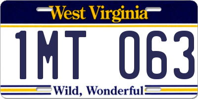 WV license plate 1MT063