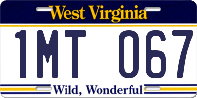 WV license plate 1MT067