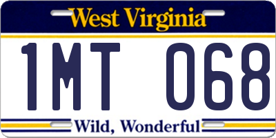 WV license plate 1MT068