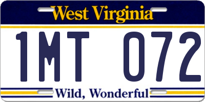 WV license plate 1MT072
