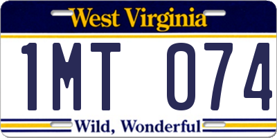 WV license plate 1MT074