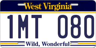 WV license plate 1MT080