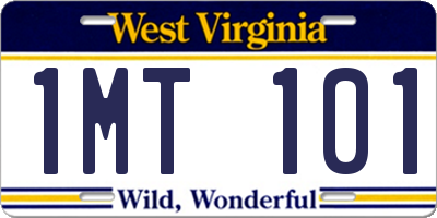 WV license plate 1MT101