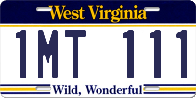 WV license plate 1MT111