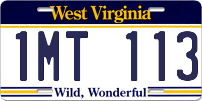 WV license plate 1MT113