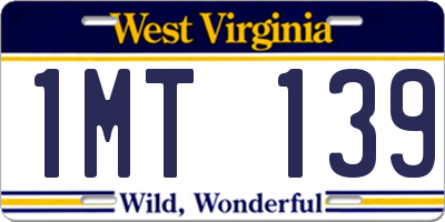 WV license plate 1MT139