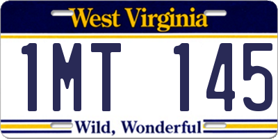 WV license plate 1MT145
