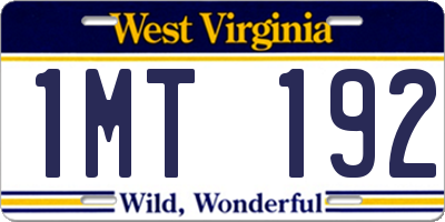 WV license plate 1MT192