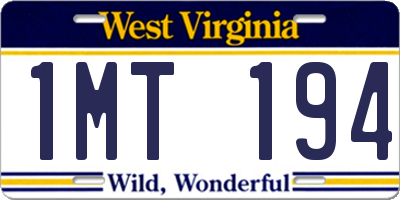 WV license plate 1MT194