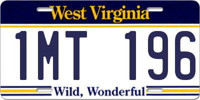 WV license plate 1MT196