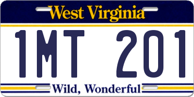 WV license plate 1MT201