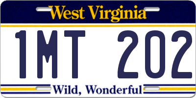 WV license plate 1MT202