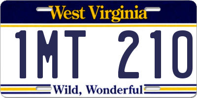 WV license plate 1MT210