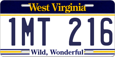 WV license plate 1MT216