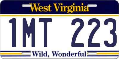 WV license plate 1MT223