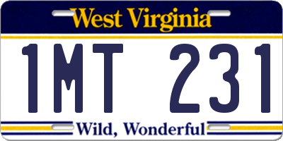 WV license plate 1MT231