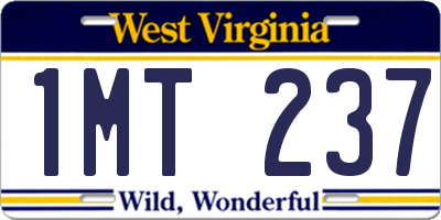WV license plate 1MT237