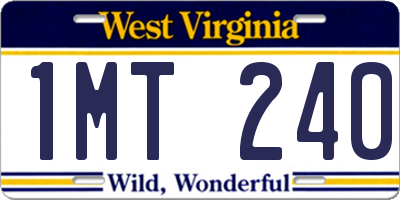 WV license plate 1MT240