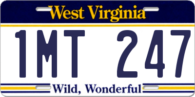 WV license plate 1MT247